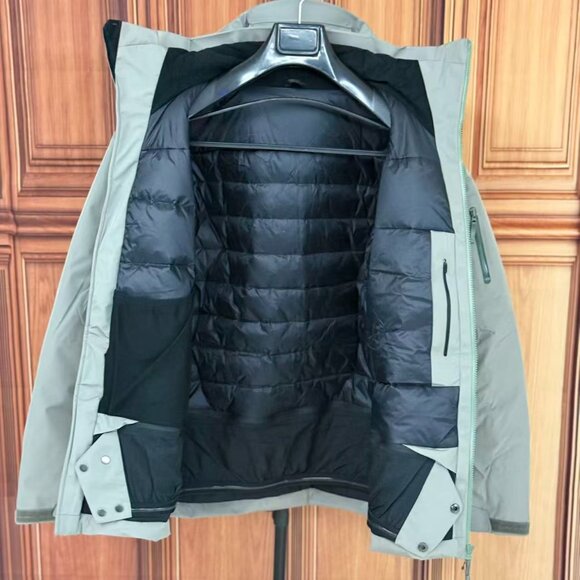 Arc'teryx Hooded Hardshell Down Jacket/Windbreaker, Misty Green, Size L - Picture 2 of 9